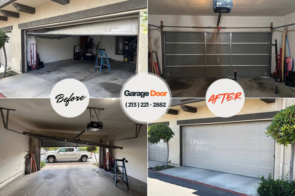 Before and after: garage door repair Silver Lake, KS